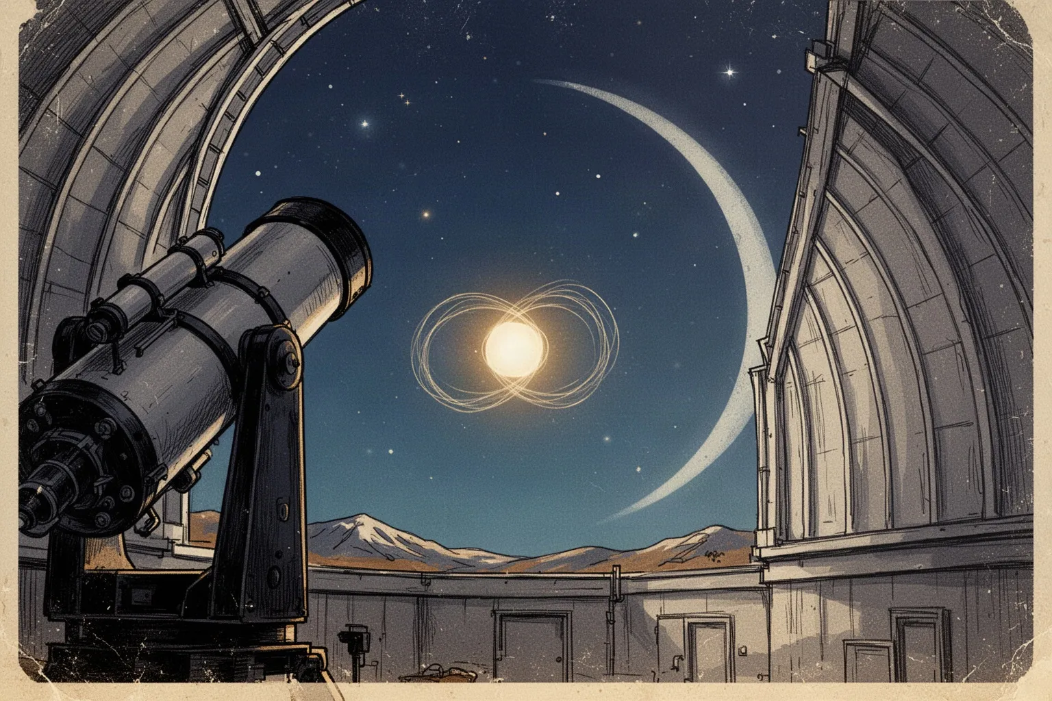 Художественное изображение двойной звездной системы Альфа Центавра с гипотетическими планетами земного типа на орбите.