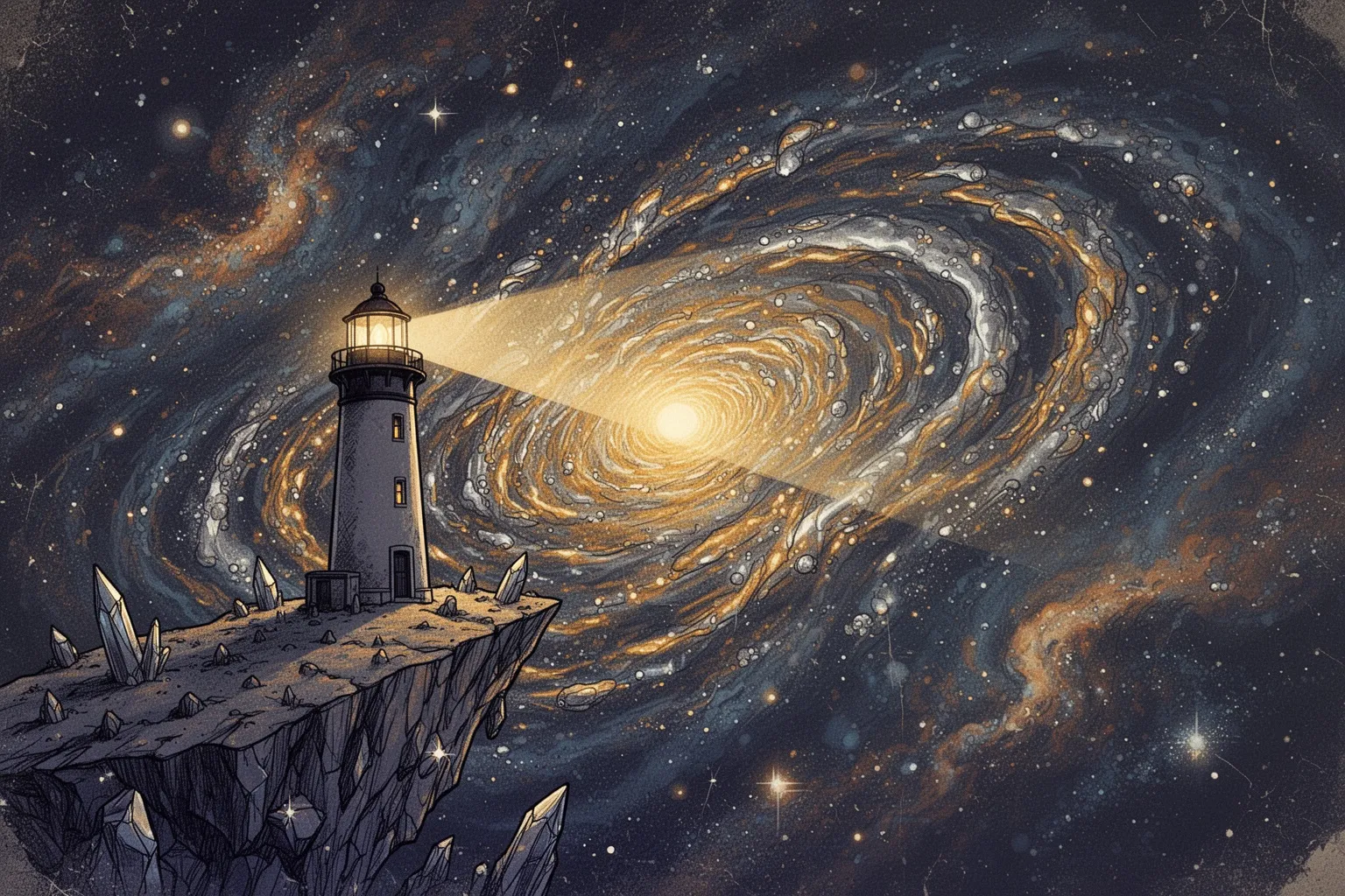 Схематичное изображение нейтронной звезды с яркими лучами, исходящими из магнитных полюсов, на фоне тёмного космоса.