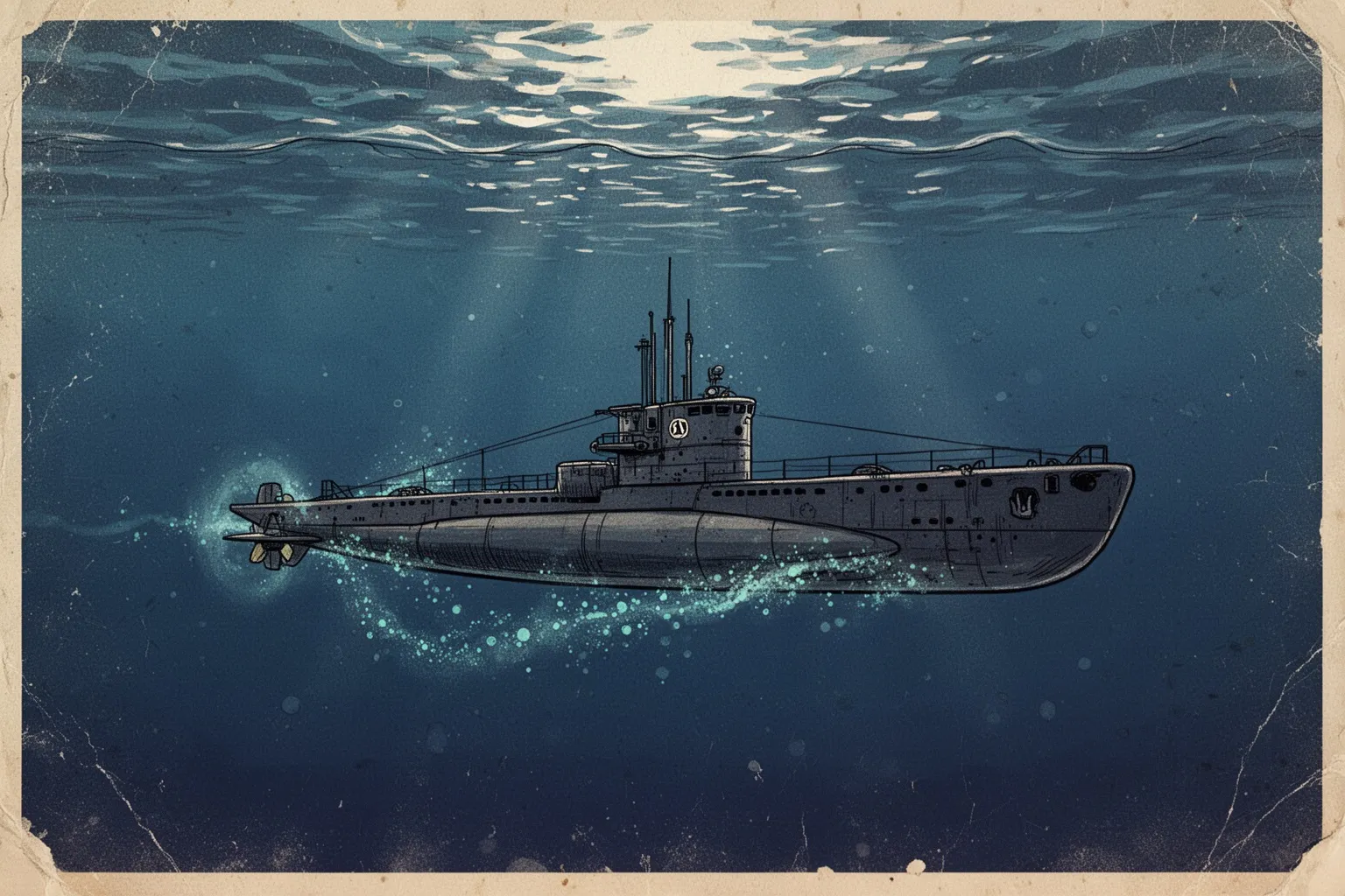 Немецкая подводная лодка U-977 на фоне аргентинского порта в августе 1945 года.